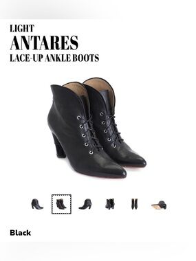 John Fluevog -Antares-Black Pointed Lace-Up Women’s Ankle Boots